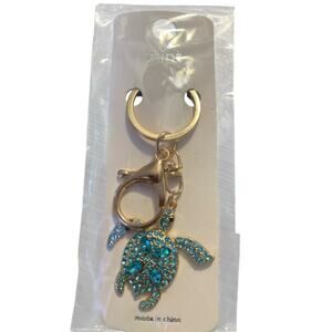 MINT BLUE SPARKLE TURTLE KEYCHAIN